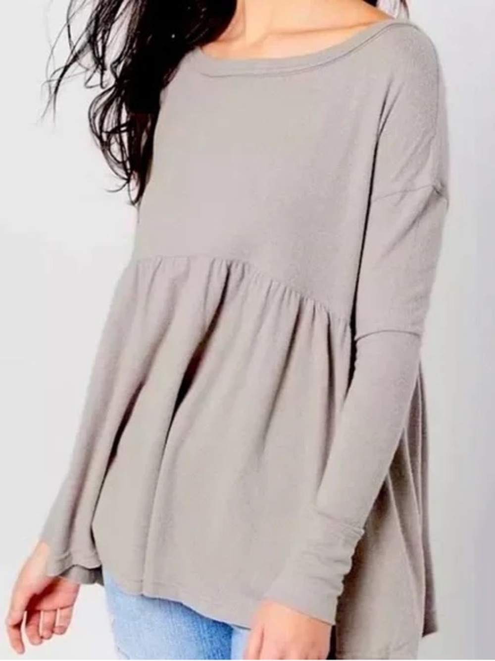 Free People Forever Your Girl Baby Doll Top Greige Large